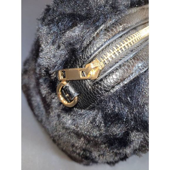 Rachel Roy Black Faux Fur Bag and Earmuffs with Removable Card Case and Strap - Picture 10 of 13